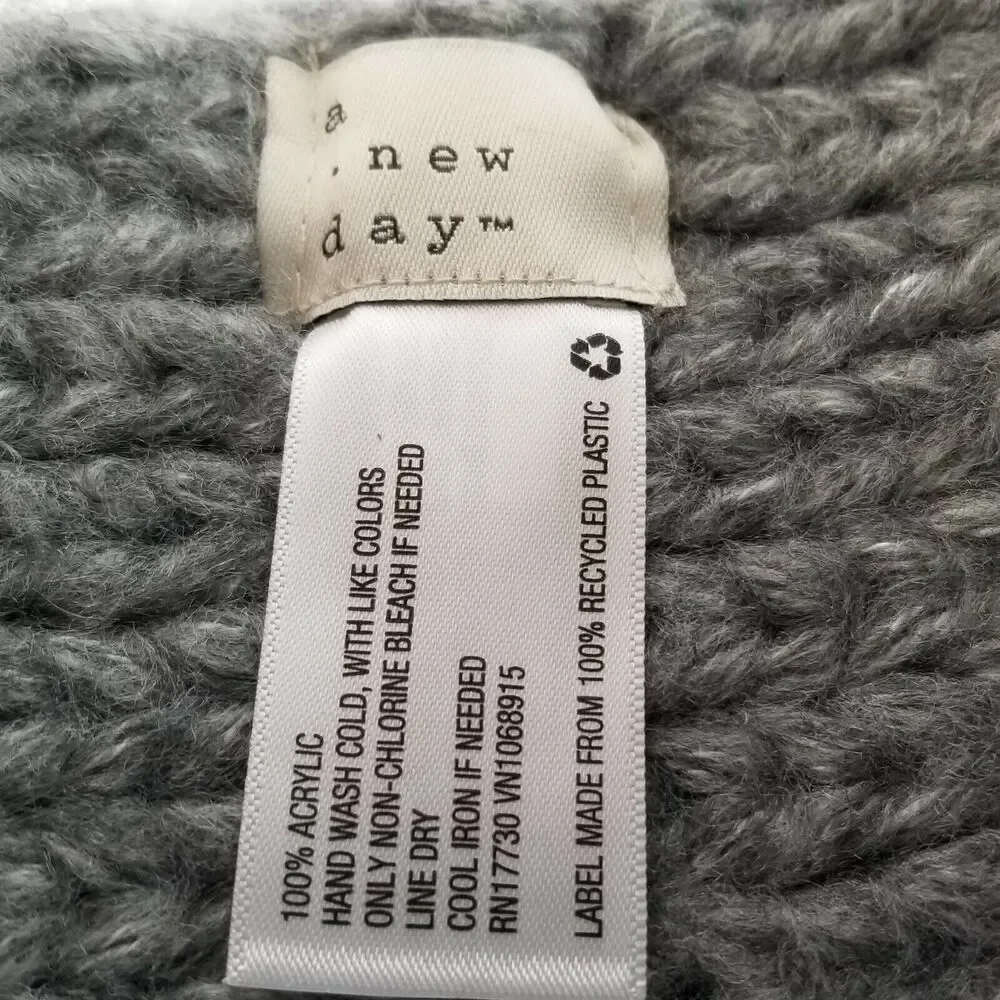 A New Day Womens Knit Crossover Headband Grey One Size NWT Hair Accessory
